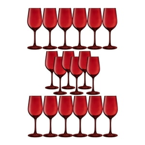 Set 18 Copas Vino Full Color Rojo Allegra 330Ml Vidrio