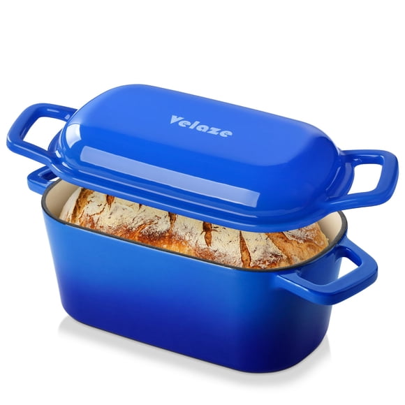 Olla Holandesa Ovalada de Hierro Fundido Esmaltado Velaze 3.6QT Azul