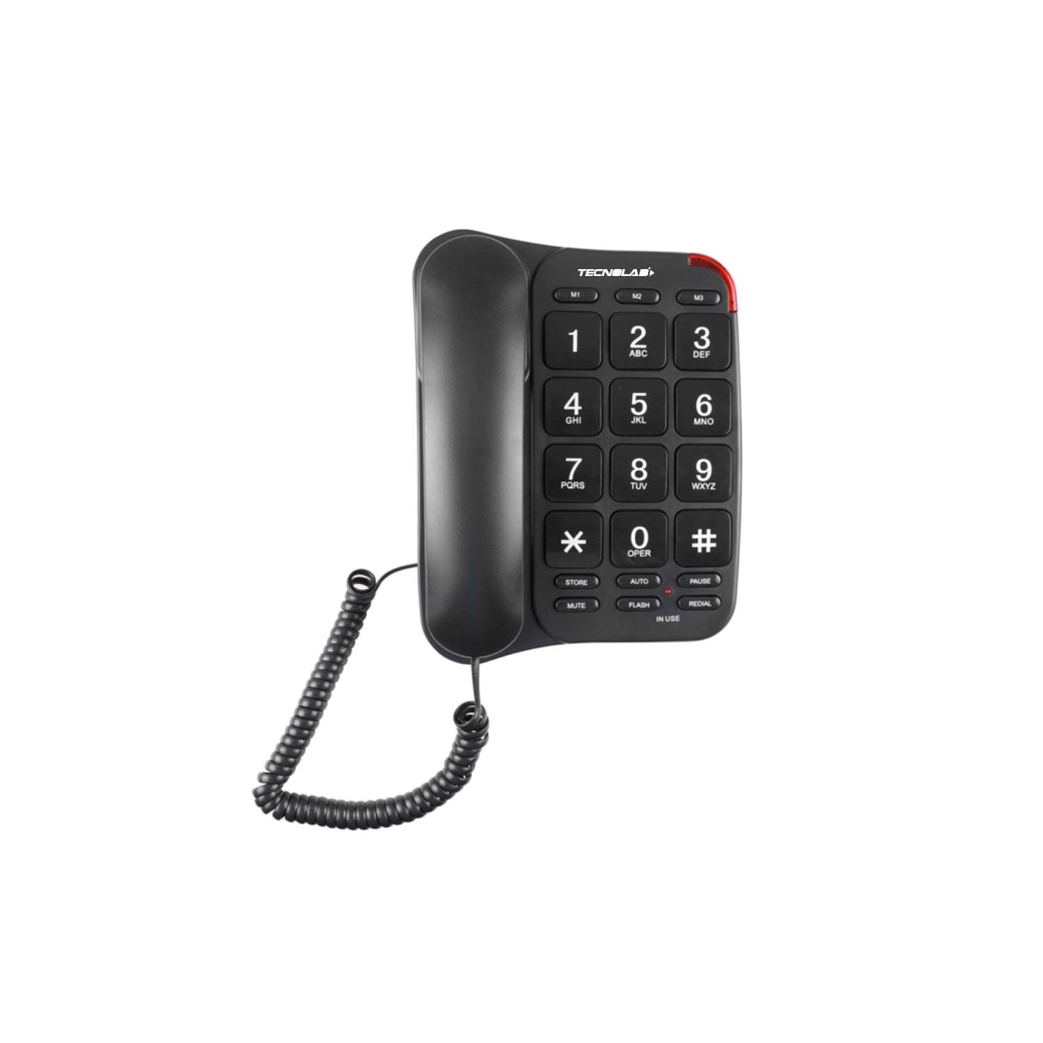 Tecnolab - Teléfono Fijo Con Números Grandes Negro - Ps