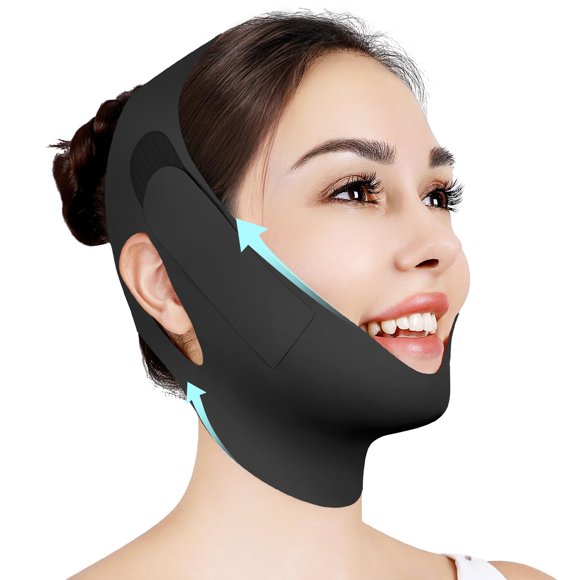 Máscara de Elevación V Line con Correa Ajustable para Mentón Juskaa - Negro, Talla M