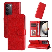 Funda Tipo Cartera Foxdock Para Oppo A5 4G/5G , Diseño Girasol En Relieve, Cuero Pu, Cierre Magnético, Soporte Y Tarjetero