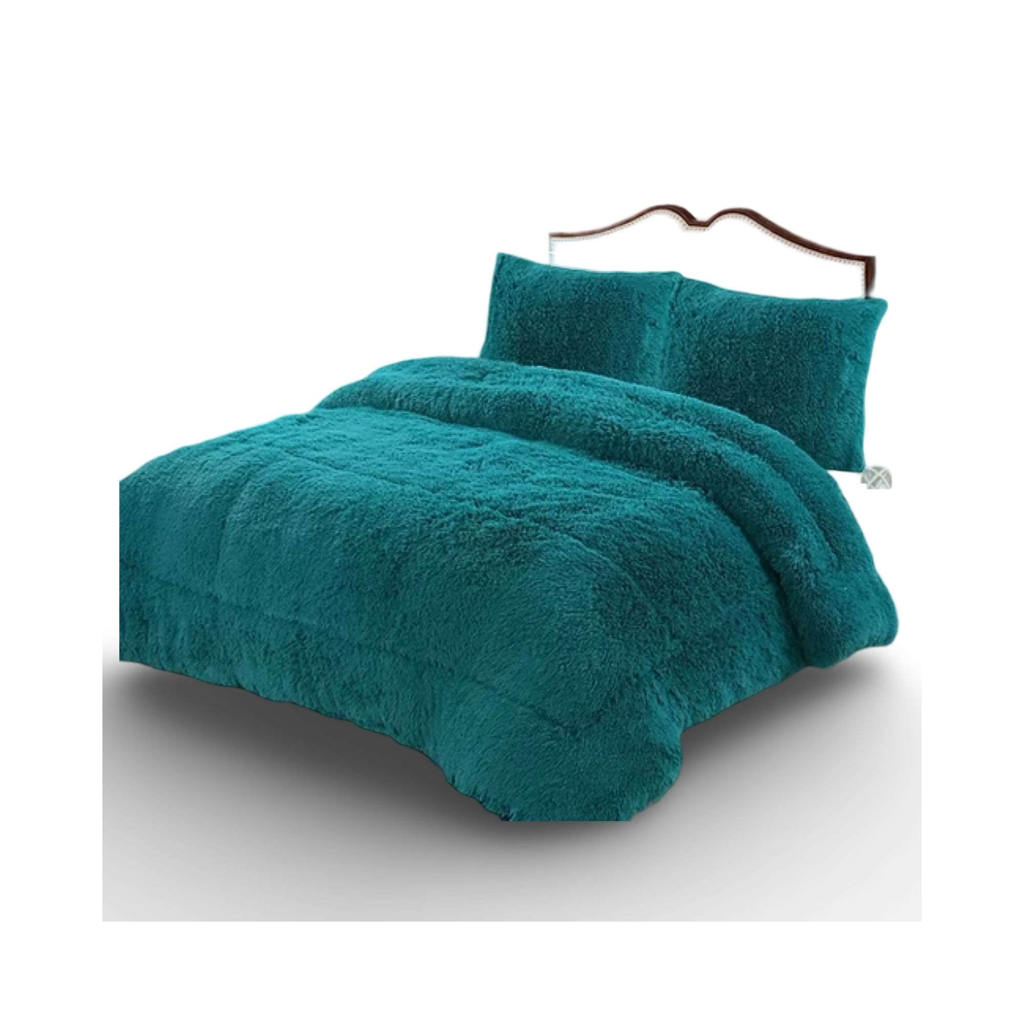 Gran Sol - Plumón Cubrecama Chiporro Peludo Grueso Plaza Y Media Turquesa