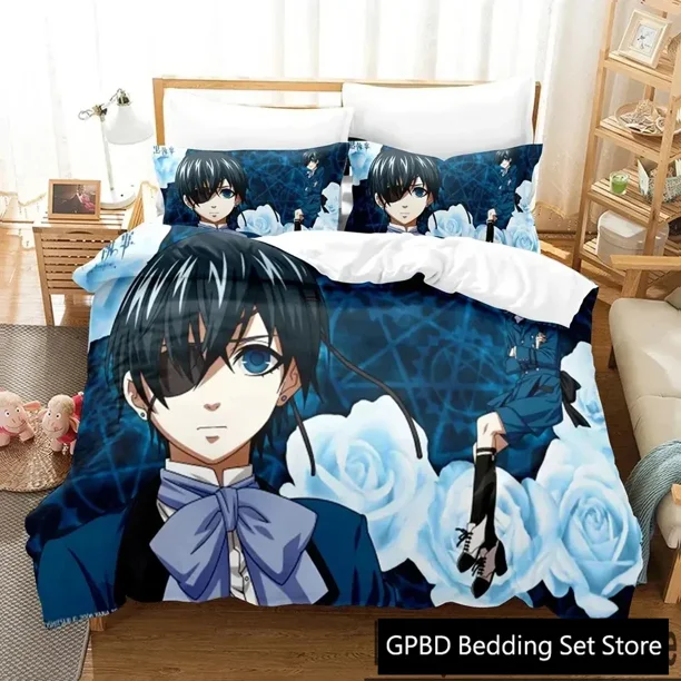 Black Butler Bedding Set Boys Girls Duvet Cover Pillowcase Bed boys Adult Home Textileextile