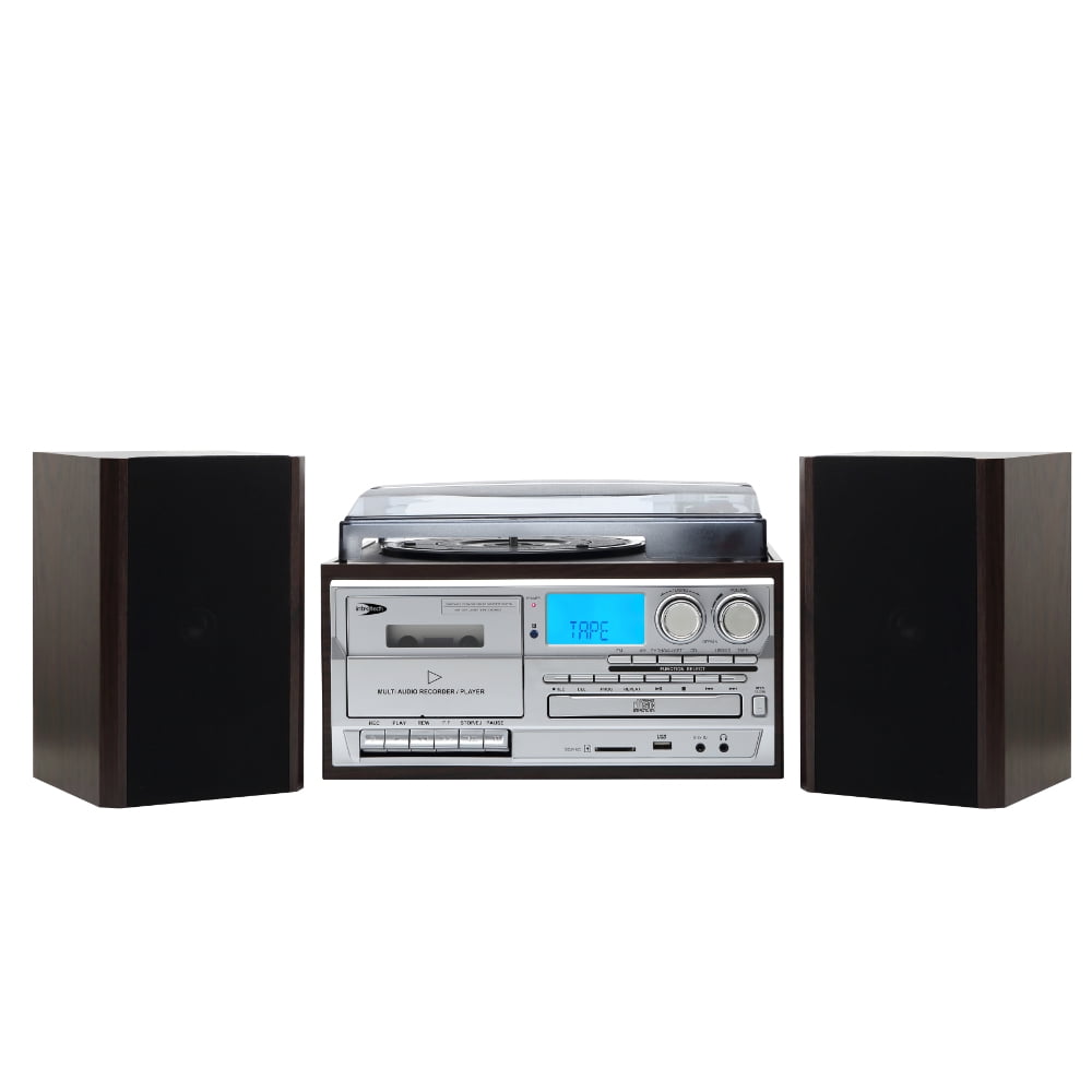 Introtech - Tornamesa Bluetooth Con Cd Y Cassette + Parlantes