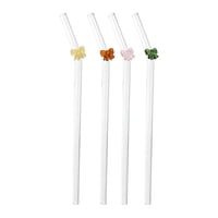 Magideal - 4 Pajitas Para Beber, Pajitas De Vidrio Dobladas, Pajitas De Vidrio, Pajitas De Té Transparentes Para Fiestas En La Piscina, Batidos, Jugos, Baile, Té Arco