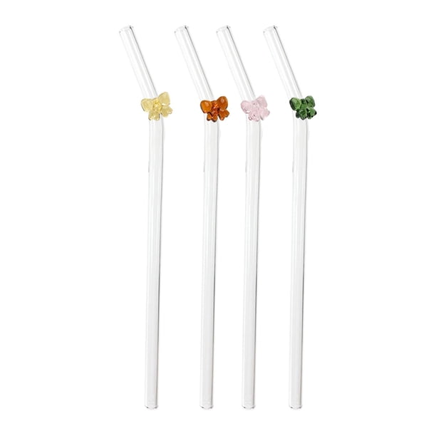 4 pajitas para beber, pajitas de vidrio dobladas, pajitas de vidrio, pajitas de té transparentes para fiestas en la piscina, batidos, jugos, baile, té Arco