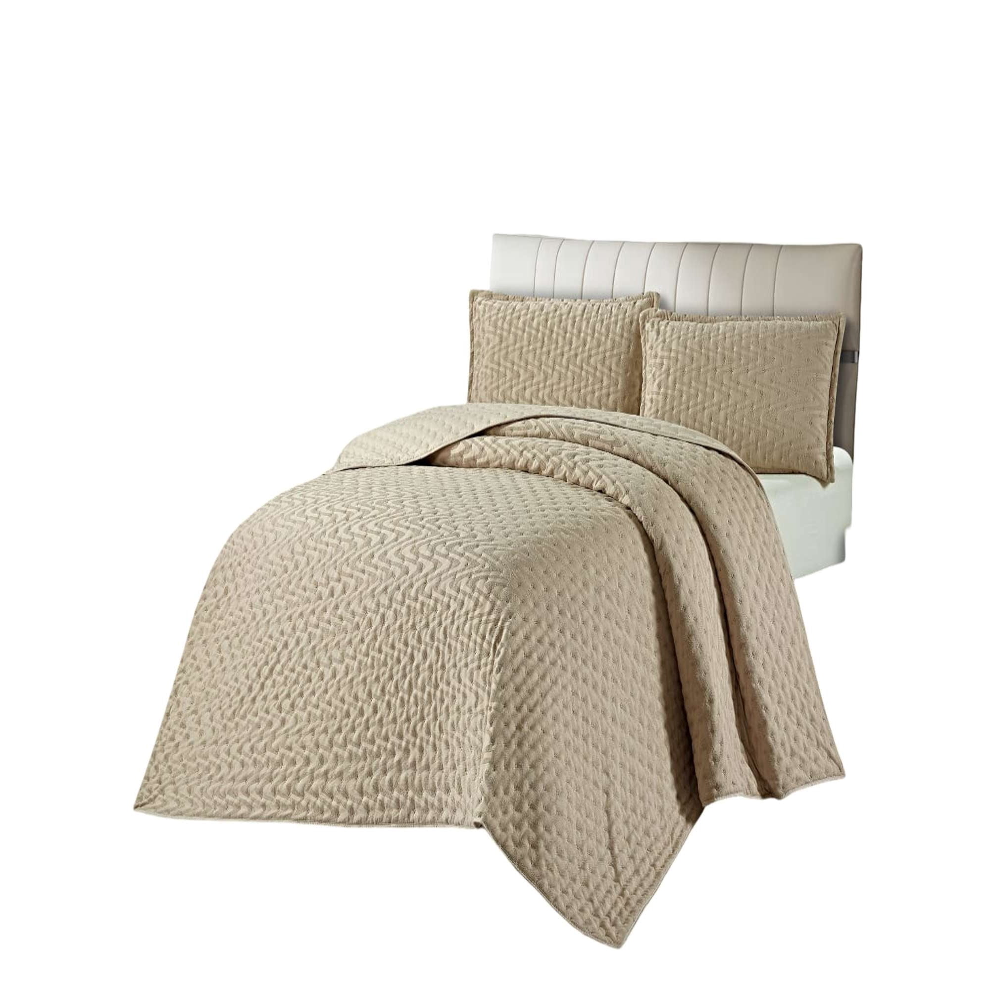 Genérico - Cubrecama Delgado Semi Acolchado 2 Plazas 230x250 Cm Beige 01