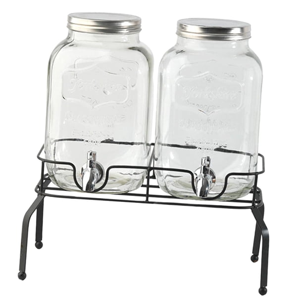 Dispensador De Bebidas De 2 Piezas, Dispensador De 4L Por Tarro Con Soporte Para Té, Jugo, Bebida, Grifo De Acero