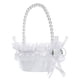 thumbnail image 2 of Cesta de flores de satén, cesta de boda Fariy, accesorios para fotos de novia, lazo blanco con mango, decoración con perlas, cestas de flores de boda , 12cmx18cm, 2 of 5