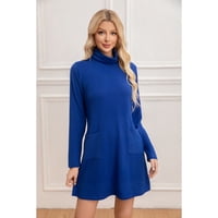 Likeshop - Sweater Mini Vestido Corto Tejido Mujer Cuello Alto Doble 2001