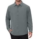 thumbnail image 1 of Camisas formales para hombres con cuello de cuadros, manga larga, camisa de vestir abotonada, L gris, 1 of 6