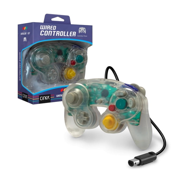 Controlador Cableado Cirka para GameCube y Wii con Doble Joystick Analógico Transparente