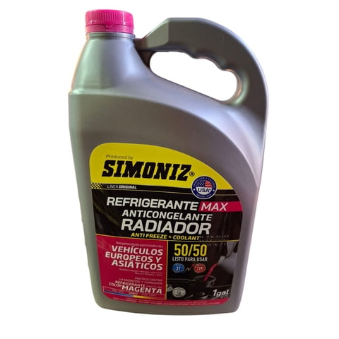 Refrigerante Anticongelante Simoniz 50/50 Rosado (Magenta )3.75 Litros