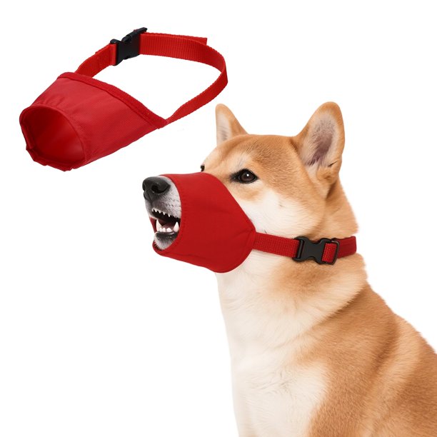 Uxcell Bozal Rápido, Cubierta de Boca de Perro Ajustable Transpirable Protección de Seguridad Bozales para Perros Sin Ladridos Bozal Anti-Mordeduras Anti-Masticación (S, Rojo)