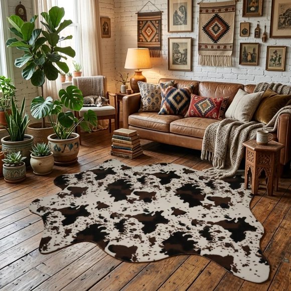 Alfombra MustMat de imitación de piel de vaca 157 cm x 201 cm con estampado de vaca