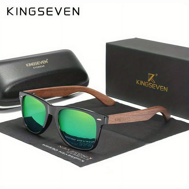 Handmade Wooden Sunglasses by KINGSEVEN - UV400 Protection, Polarized Lenses, Retro Design - Perfect for Men & Women!