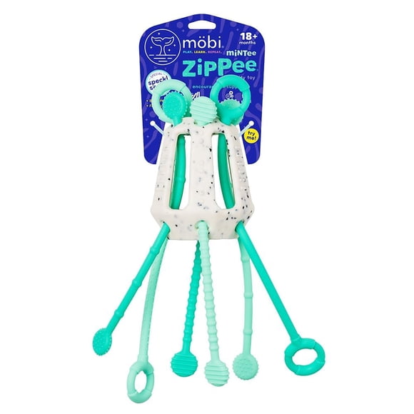 Juguete de actividad MÖBI Zippee de silicona para niños pequeños de 1 año