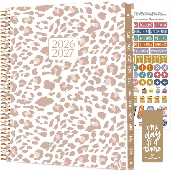 Planificador Bloom Daily Planners 21 × 28 cm 2026‑2027 Leopardo color tostado