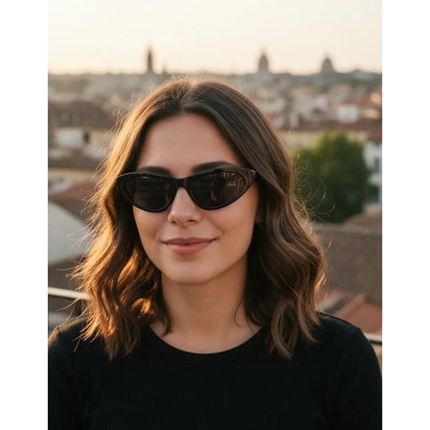 Lentes De Sol Modelo Felina Estilo Moderno UVA//UVB negro Talla Única