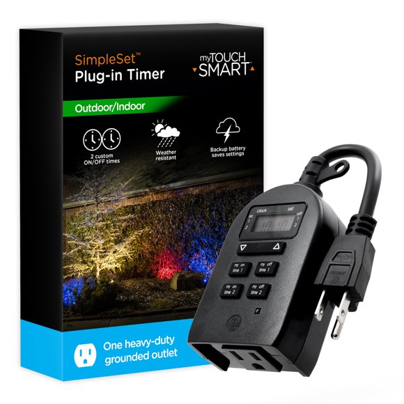 Temporizador digital myTouchSmart 36027 para interiores y exteriores con 1 toma