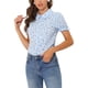 thumbnail image 1 of INSPIRE CHIC Camisa de Mujer con Cuello Peter Pan, Botones, Mangas Abullonadas, Estampada, Azul Claro Talla S, 1 of 6