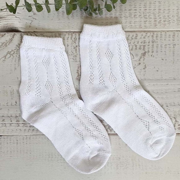 CALCETINES BLANCOS CROCHET NIÑO - Talla 1/2 AÑOS