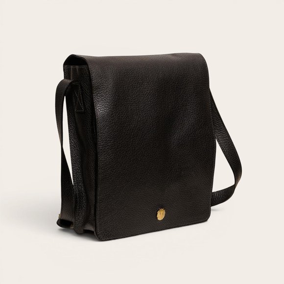 Bandolera Bolso de Cuero Unisex Lautaro OLKI - Negro Floated