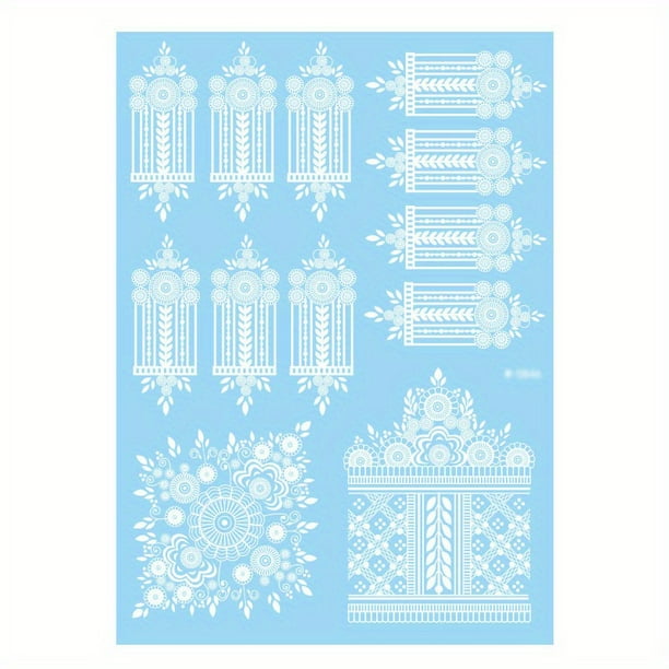 1 Sheet Floral Temporary Tattoo, Lace Decal Flower Pattern, Waterproof Hand Arm Wrist Body Fake Tattoos For Women
