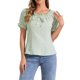 thumbnail image 1 of INSPIRA CHIC Blusa a Cuadros de Vuelta al Colegio para Mujer con Cuello Redondo, Volantes y Mangas Abullonadas M Verde, 1 of 6