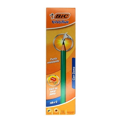 Lapices Grafito Hb2 Con Goma / 12 Unidades Bic