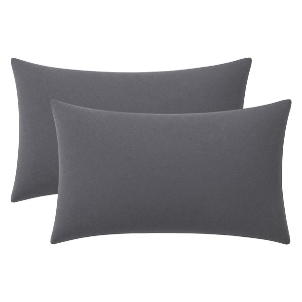 REGALWOVEN Paquete de 2 Fundas de Almohada de Algodón, Fundas de Almohada Suaves con Cierre Tipo Sobre, Unisex, Resistentes a las Arrugas, Ropa de Cama Duradera Verde Oscuro - Gris Queen