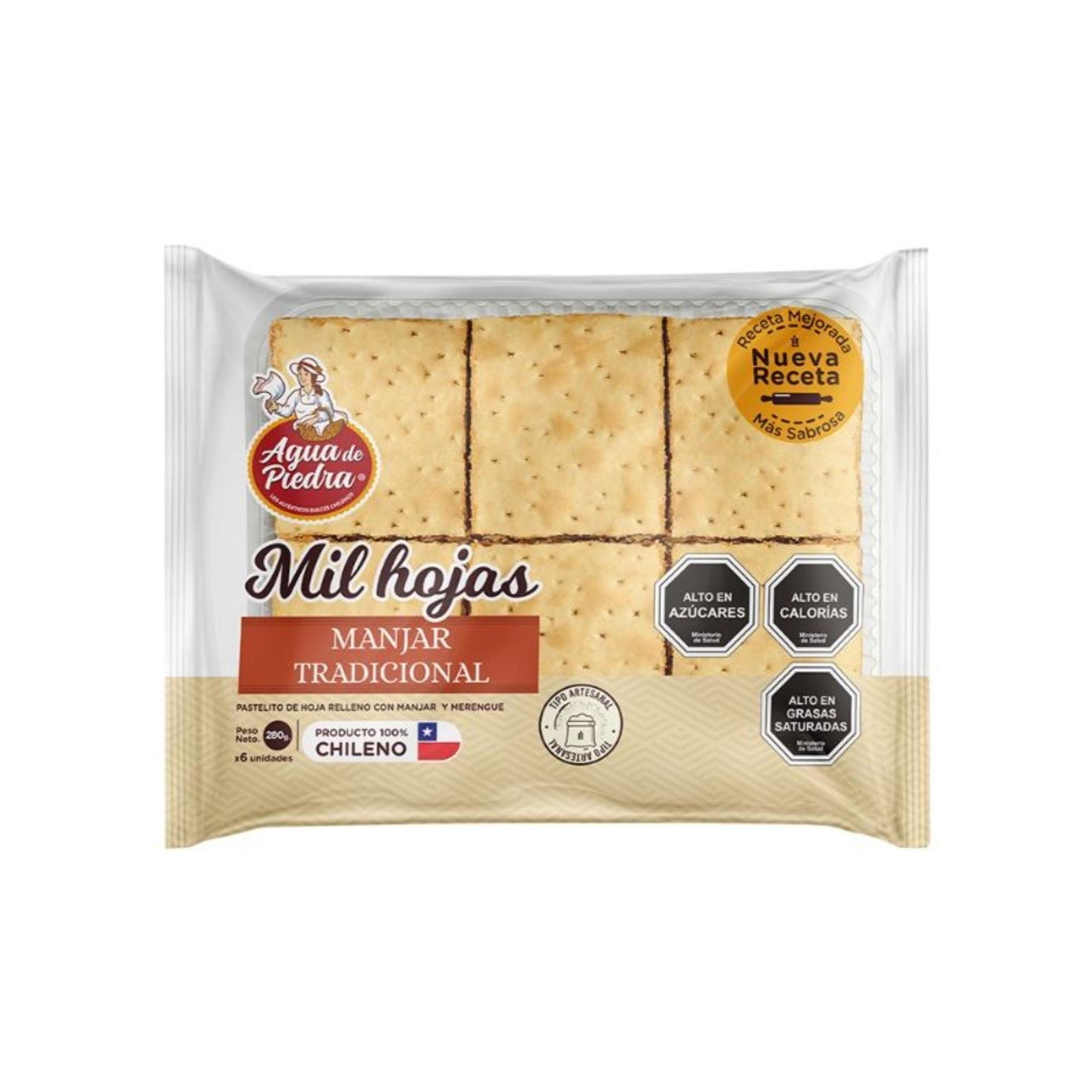 Pastel Mil Hojas Manjar 6 Un 280 g Agua De Piedra