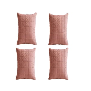Genérico - Set De 4 Fundas De Cojin Terciopelo Grid 45X45 Rosa