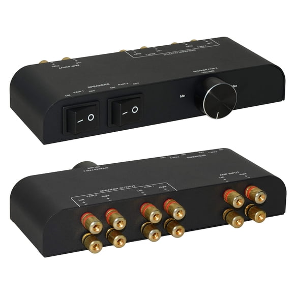 Conmutador de altavoz XtremPro de 2 vías, 1 entrada y 2 salidas con control de volumen