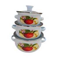 Magideal - 3X Fiesta De Esmalte Con Tapa De Sopa Profunda De Sopa Profunda Utensilios De Cocina Antiadherentes De Cocinero De Cocina Para Cocinas De Inducción En C