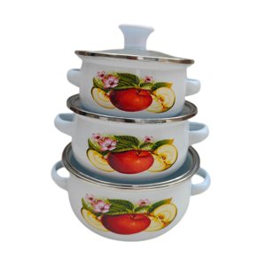 Magideal - 3X Fiesta De Esmalte Con Tapa De Sopa Profunda De Sopa Profunda Utensilios De Cocina Antiadherentes De Cocinero De Cocina Para Cocinas De Inducción En C