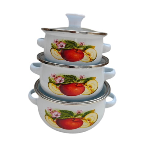 Magideal - 3X Fiesta De Esmalte Con Tapa De Sopa Profunda De Sopa Profunda Utensilios De Cocina Antiadherentes De Cocinero De Cocina Para Cocinas De Inducción En C