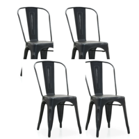 Habita2 Chile - Pack 4 Sillas Tolix Metalica Resistente Para Exterior - Negro