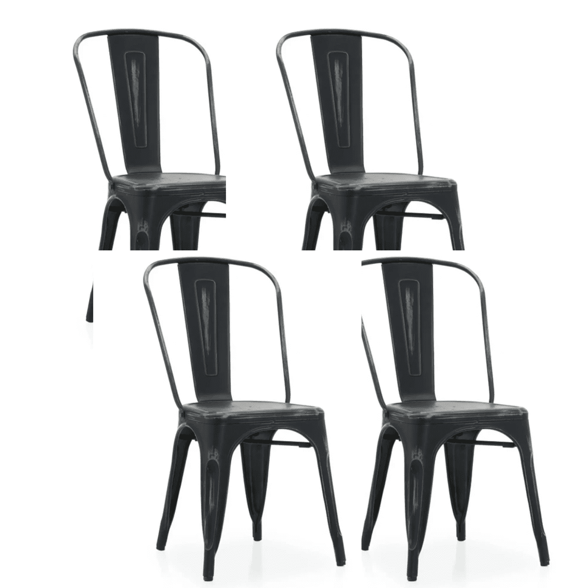Habita2 Chile - Pack 4 Sillas Tolix Metalica Resistente Para Exterior - Negro