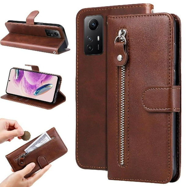 Funda con Cremallera para Xiaomi Redmi Note 12s 4G, Carcasa Cartera de Cuero PU con Soporte y Tarjetero