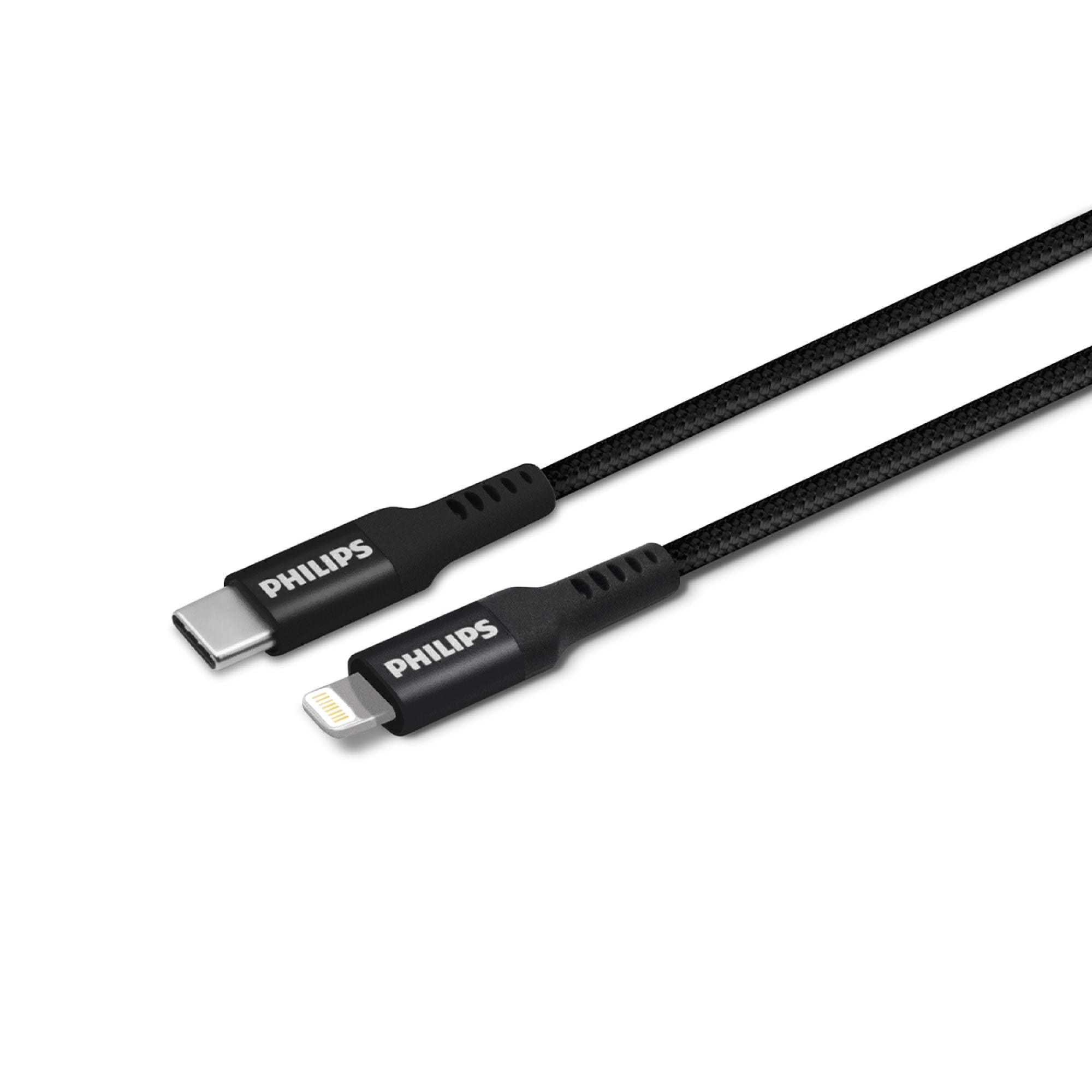 Cable Trenzado Usb-c A Lightning Philips Dlc5206l Negro