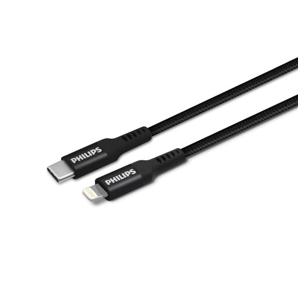 Cable Trenzado USB-C a Lightning Philips DLC5206L Negro