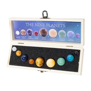 Magideal - Juego De Bolas De Cristal De Piedras Preciosas Naturales De 9 Piezas Regalo Creativo Con Caja De Madera Juego De Bolas De Piedras Preciosas Caídas