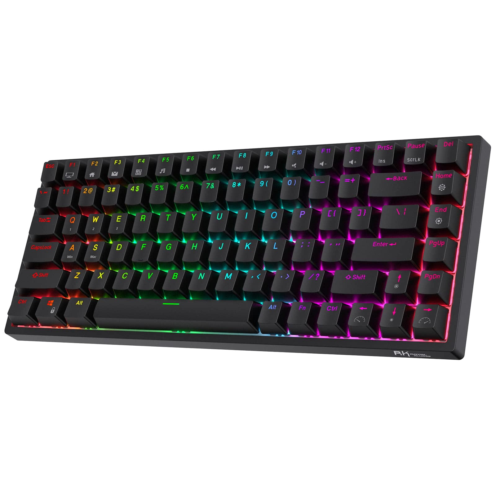 Teclado Rk Royal Kludge Rk84 Inalámbrico Rgb 75% Con Rojo Silencioso