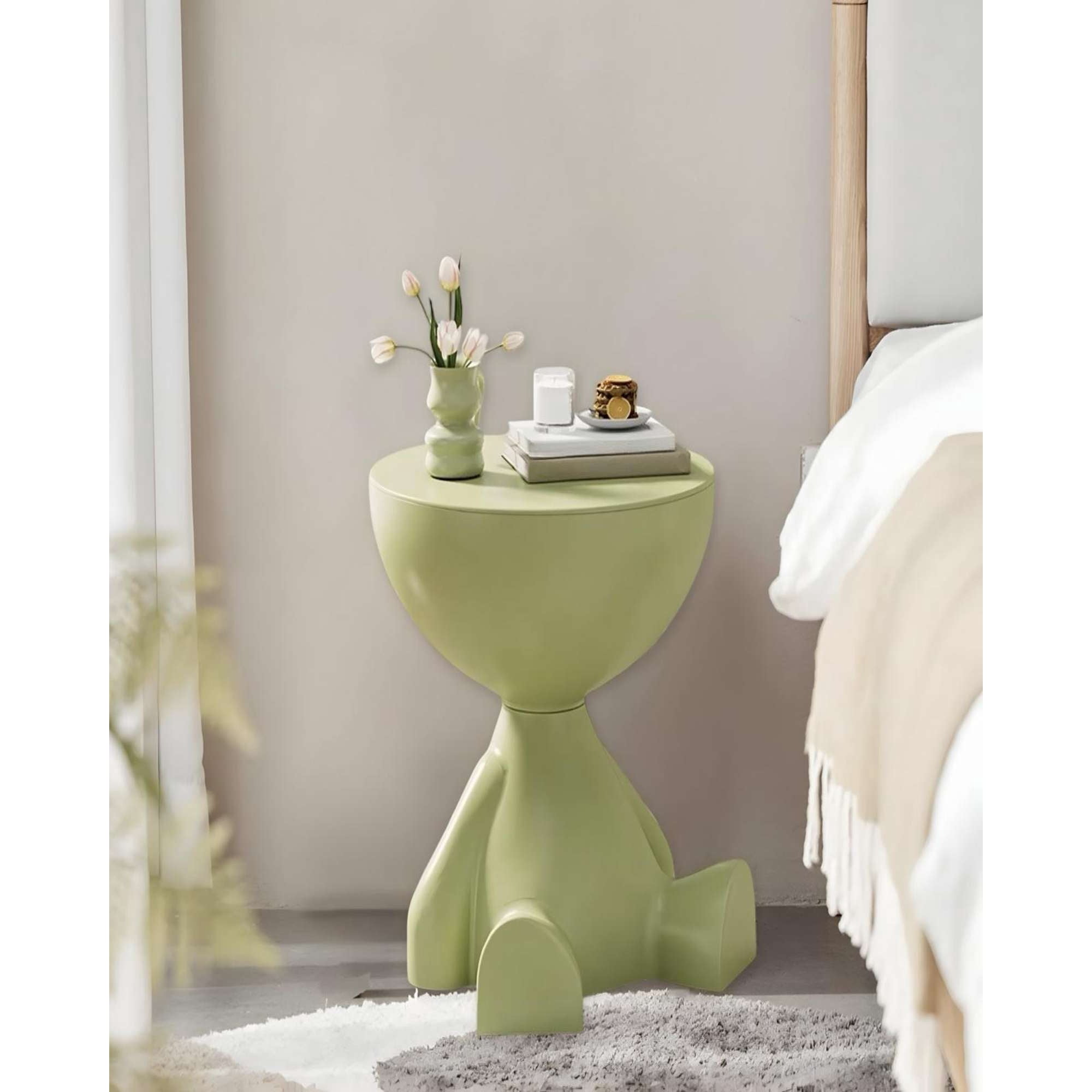 Imac Hogar - Mesa De Arrimo Escultural Mesa De Arrimo Escultural Blanco Verde