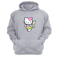 Genérico - Polerón Canguro Gatita Kitty Gris Claro Talla Xs Unisex