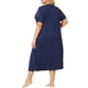 thumbnail image 4 of Agnes Orinda Camisones de Talla Grande para Mujer Cuello Redondo Mangas Cortas Vestido de Dormir Estampado de Gatos Pijamas Lounge Hogar con Bolsillo 3X Azul Marino, 4 of 8