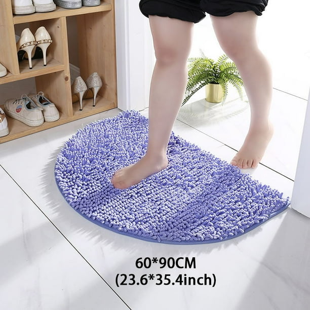 1pc Soft and Comfortable Chenille Semicircle Shaggy Rug for Bathroom and Bedroom - Anti-Skid and Absorbent Carpet for Toilet and Household - Durable Floor Mat for Home Decor and Comfort