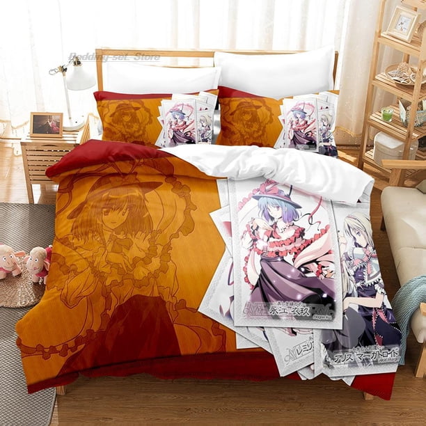 Touhou Project Bedding Set Bed Set Aldult Kid Bedroom Duvetcover Sets Kawaii