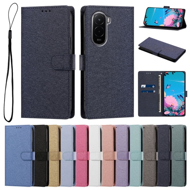 Cartera para Xiaomi Poco M7 4G con Soporte y Correa, Azul Marino